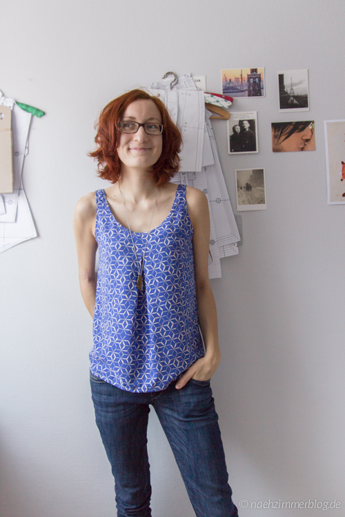 Blue Sorbetto Top in cotton+steel rayon: Front | naehzimmerblog.de